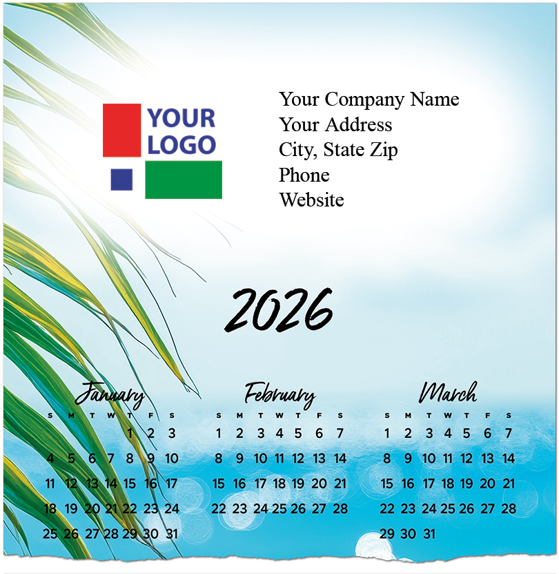 Sparkling Waters Logo Top Calendar Card D3309U-4A